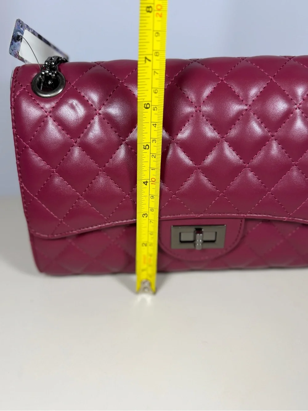 Unk Quilted Crossbody Bag in Burgundy with Gunmetal Chain